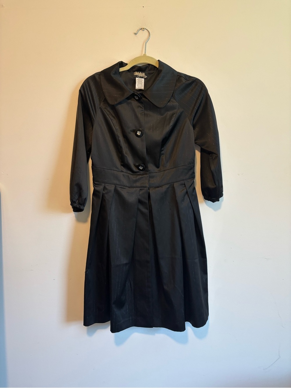 Vintage black pinstripe trench coat